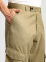 Khaki Leather Drill Belted Cargo Pants