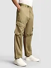 Khaki Leather Drill Belted Cargo Pants