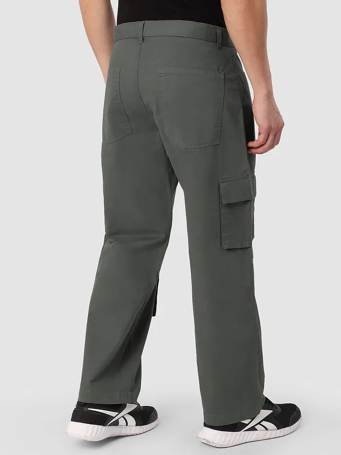 Metal Grey Pleated Knee Cargo Pants