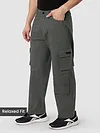 Metal Grey Pleated Knee Cargo Pants