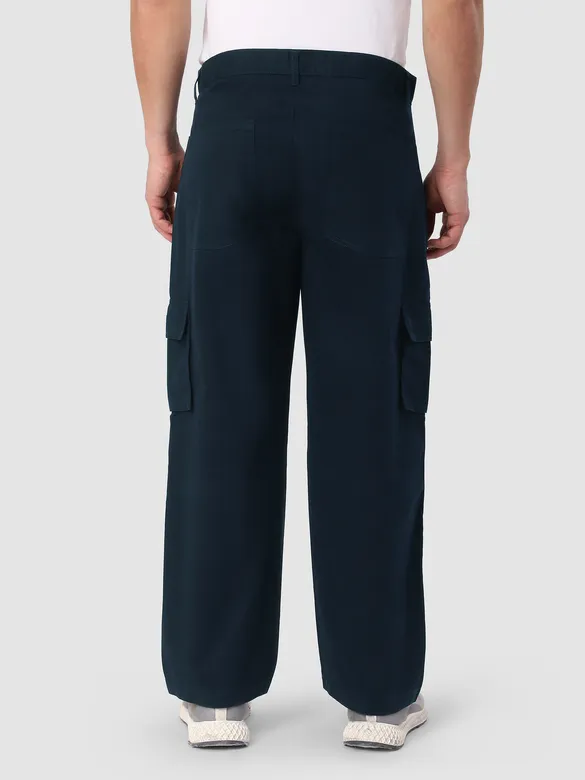 Midnight Blue Pleated Knee Cargo Pants