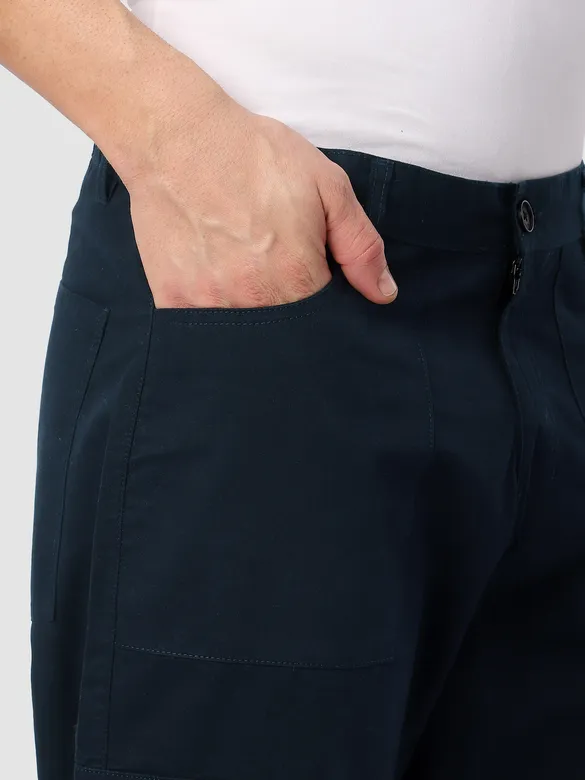 Midnight Blue Pleated Knee Cargo Pants