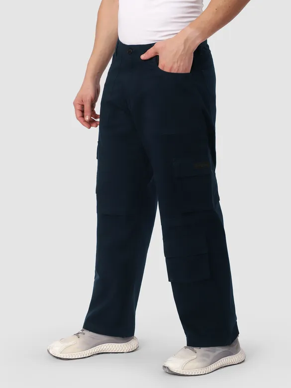 Midnight Blue Pleated Knee Cargo Pants