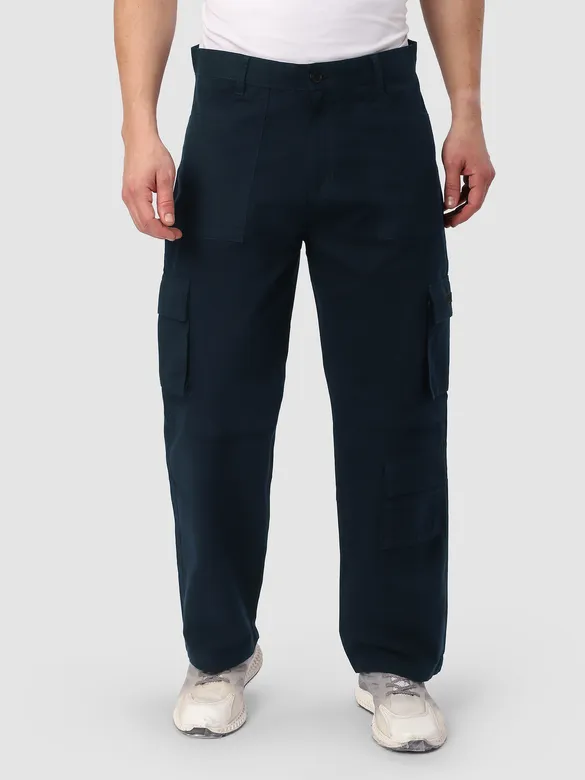 Midnight Blue Pleated Knee Cargo Pants