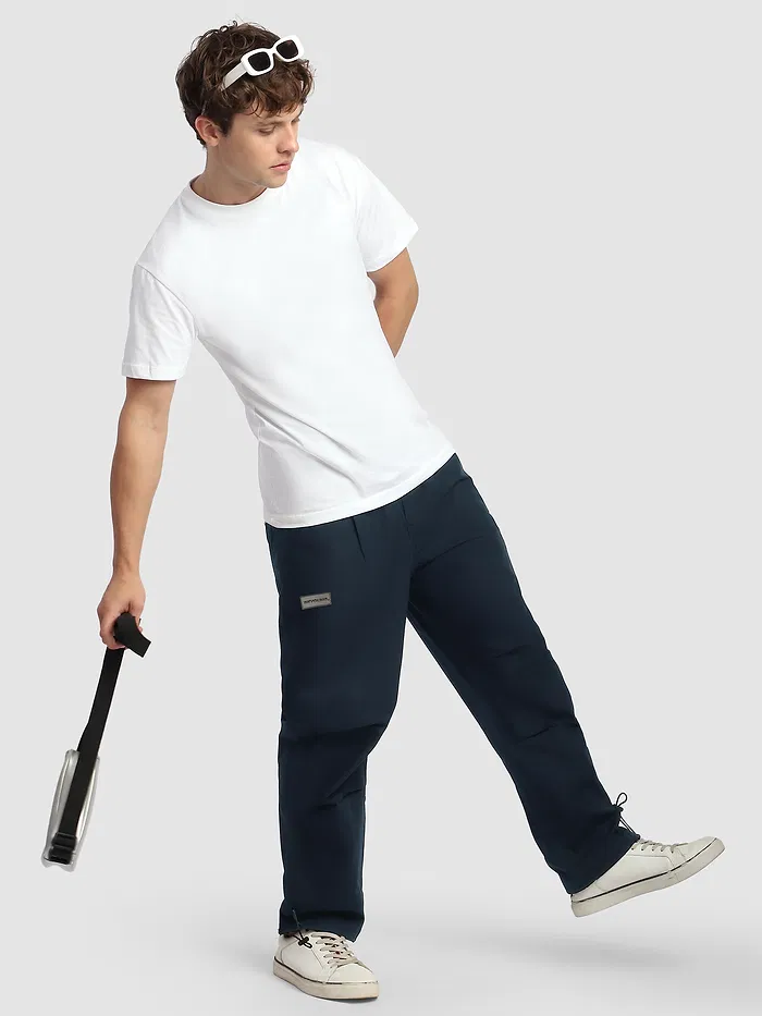 Navy Blue Slant Pocket Cargo Pants