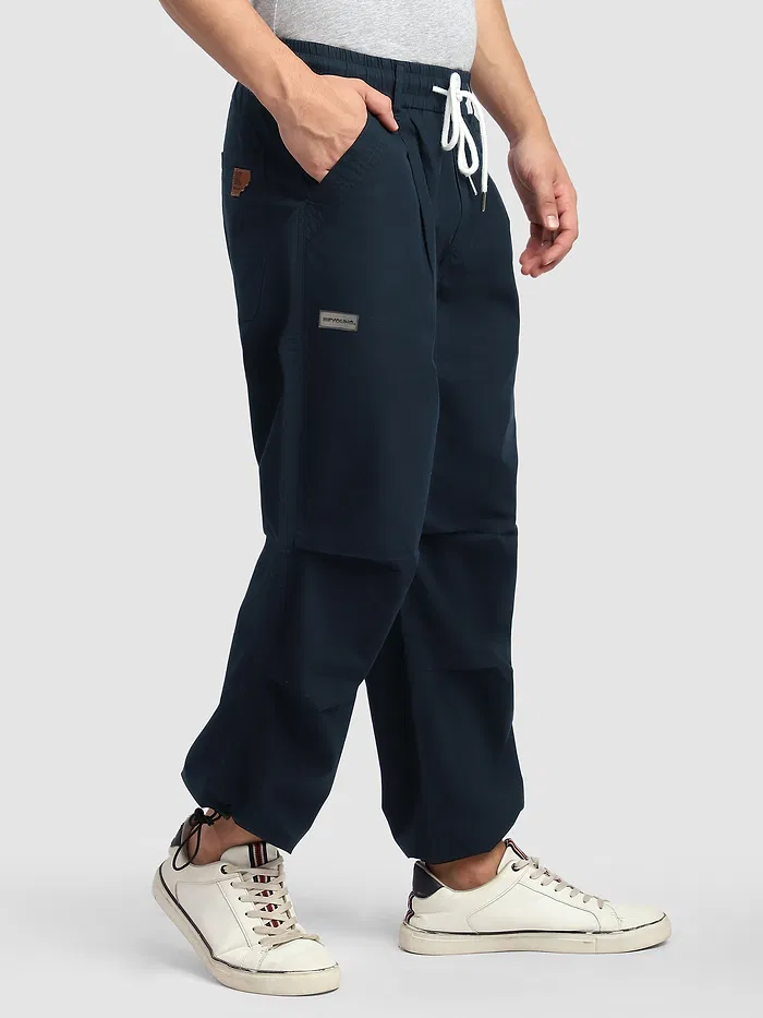 Navy Blue Slant Pocket Cargo Pants