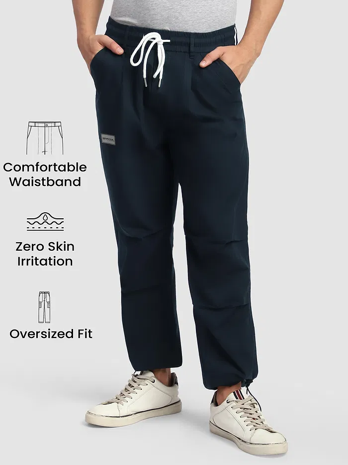 Navy Blue Slant Pocket Cargo Pants