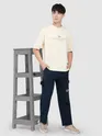 Navy Blue Tape Detailed Cargo Pants