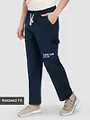 Navy Blue Tape Detailed Cargo Pants