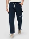 Navy Blue Tape Detailed Cargo Pants
