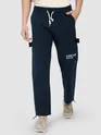 Navy Blue Tape Detailed Cargo Pants