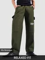 Olive Green Tape Detailed Cargo Pants