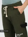 Olive Green Tape Detailed Cargo Pants