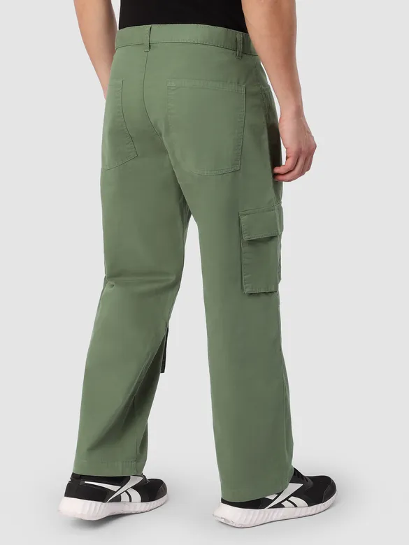 Sage Green Pleated Knee Cargo Pants
