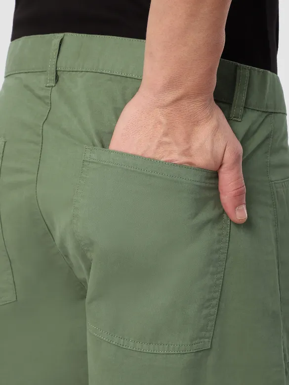 Sage Green Pleated Knee Cargo Pants