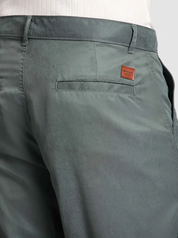 Stone Grey Leather Drill Belted Cargo Pants