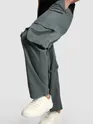 Stone Grey Leather Drill Belted Cargo Pants