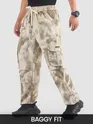 Beige Oversized Camo Cargo Pants