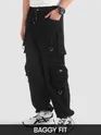 Black 11 Pocket Buckle Cargo Pants