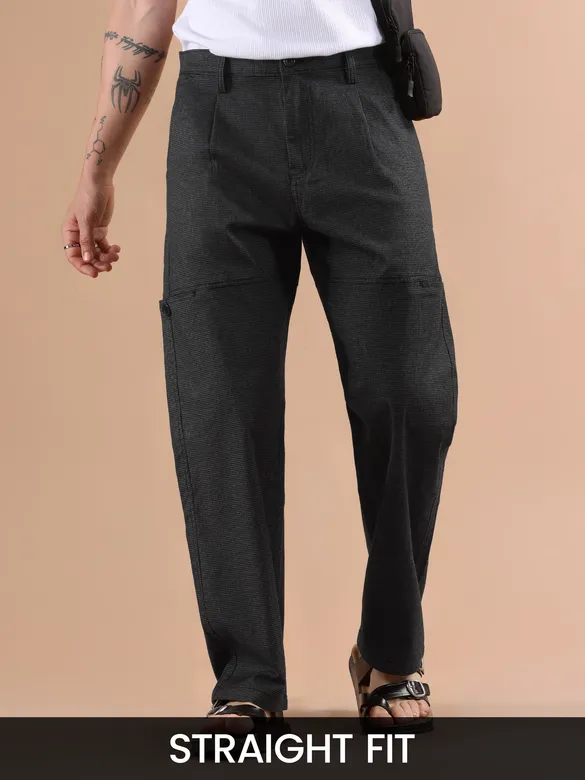 Black Houndstooth Cargo Trouser