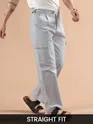 Light Blue Adjustable Side Buckle Cargo Trousers