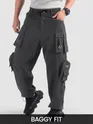 Dark Grey 11 Pocket Buckle Cargo Pants