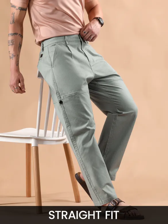 Light Grey Houndstooth Cargo Trouser