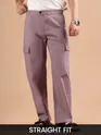 Mauve Adjustable Side Buckle Cargo Trousers