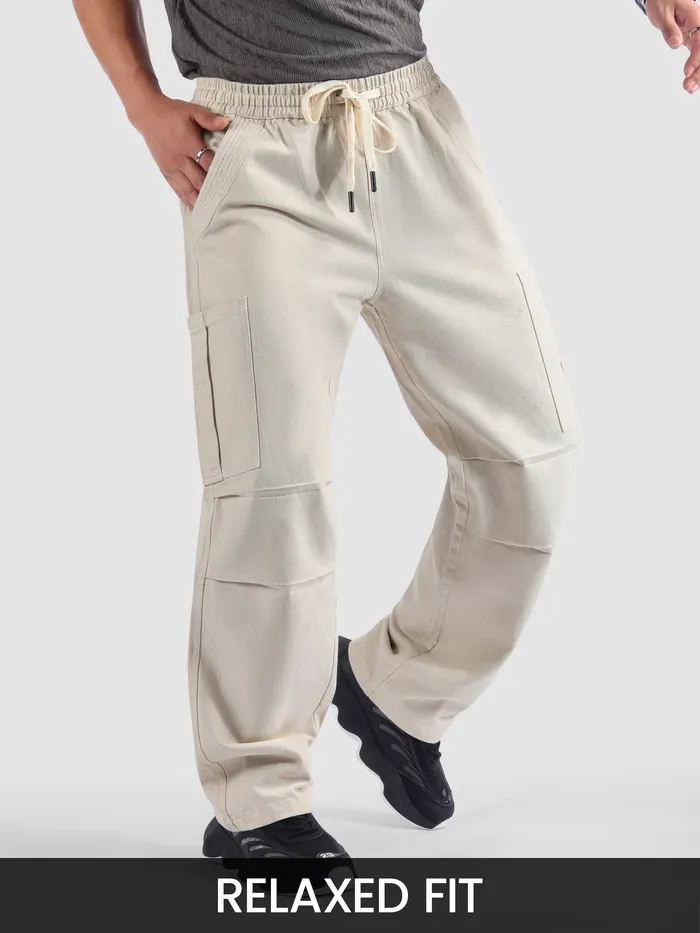 Off White Double Pleated Cargo Pants