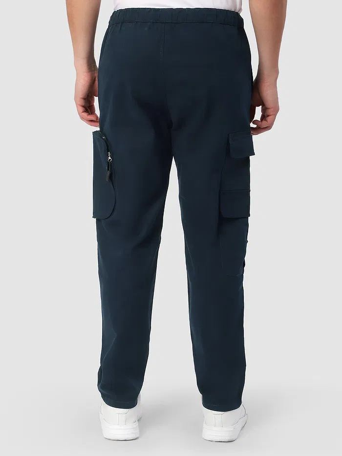 Dark Blue Zip Pocket 3D Cargo Pants