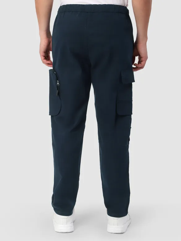 Dark Blue Zip Pocket 3D Cargo Pants