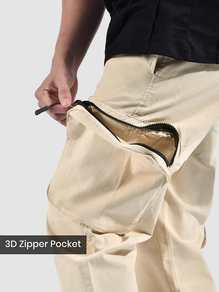 Off White Zip Pocket 3D Cargo Pants