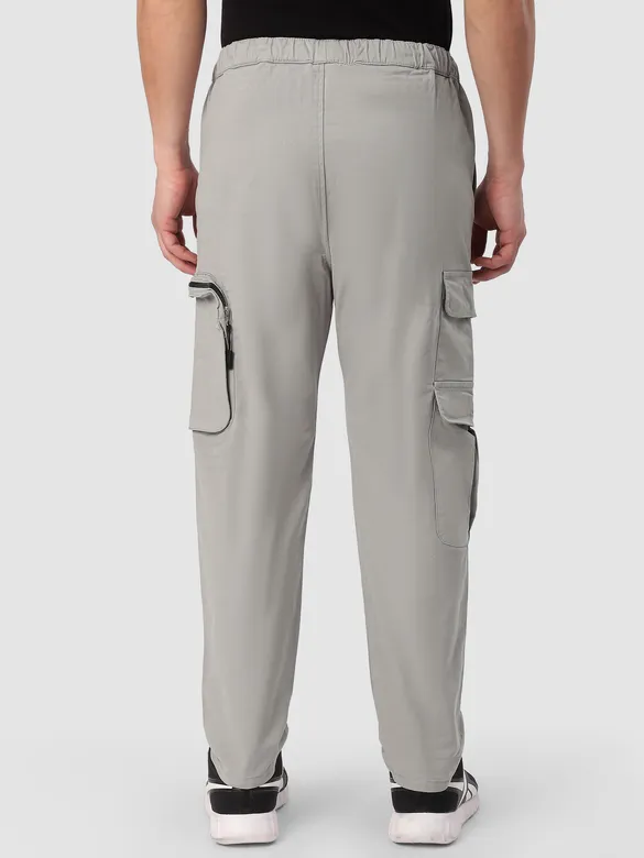 Pale Grey Zip Pocket 3D Cargo Pants