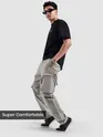 Pale Grey Zip Pocket 3D Cargo Pants