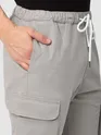 Pale Grey Zip Pocket 3D Cargo Pants