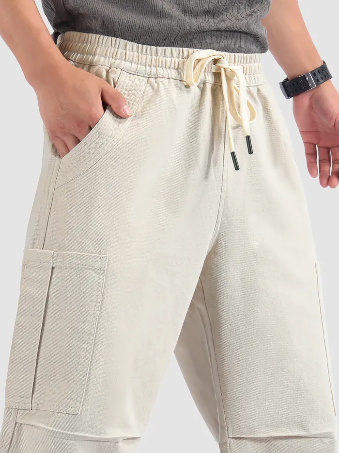 Off White Double Pleated Cargo Pants
