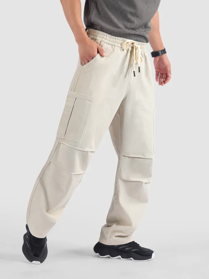 Off White Double Pleated Cargo Pants