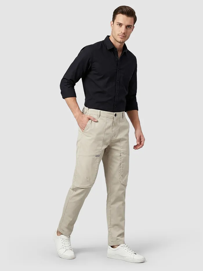 Beige Baggy Pocket Cargos