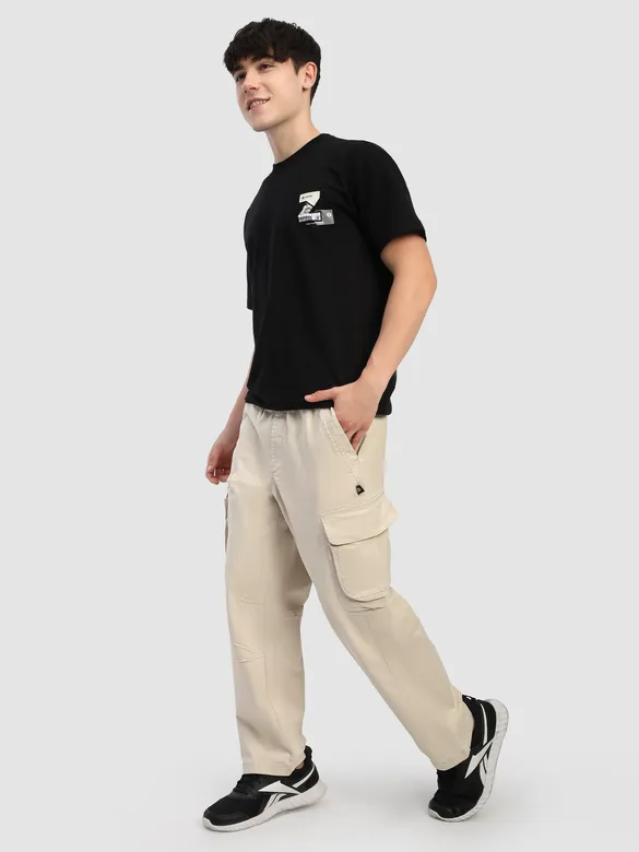 Beige Multi Pocketed Utility Cargo Pants