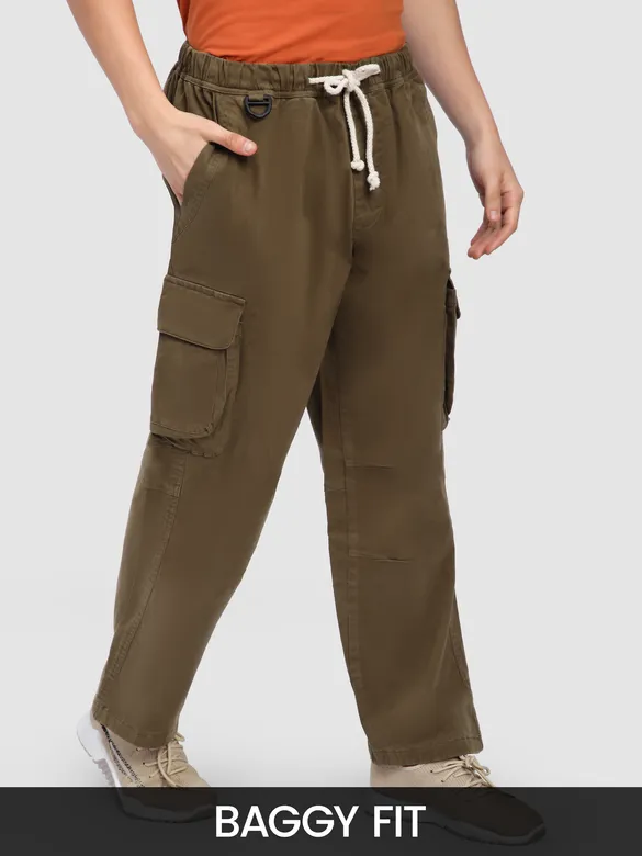 Brown Multi Pocketed Utility Cargo Pants