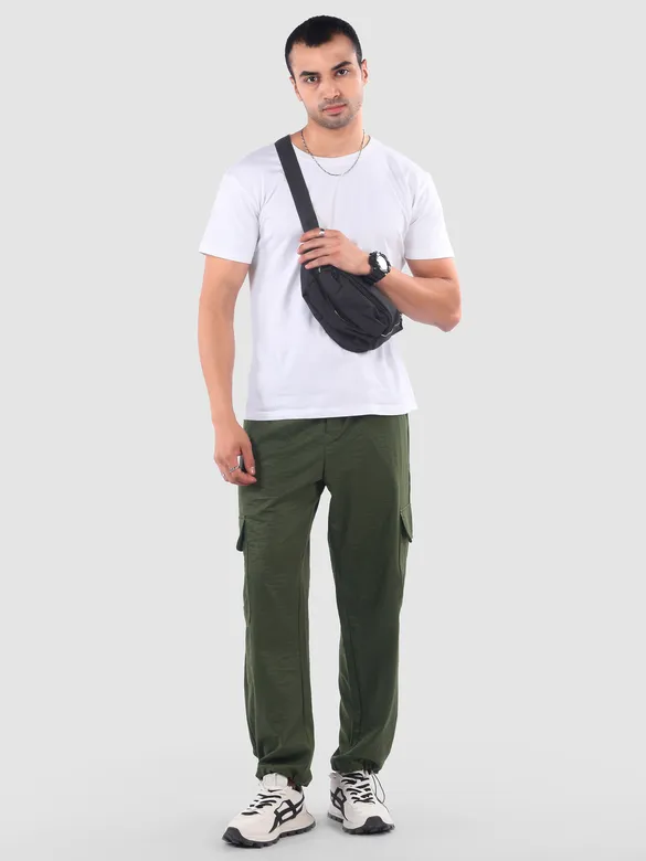 Army Green Parachute Cargo Pants