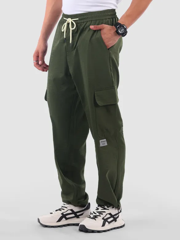 Army Green Parachute Cargo Pants