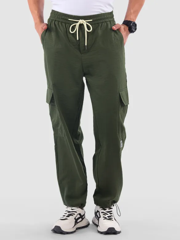 Army Green Parachute Cargo Pants