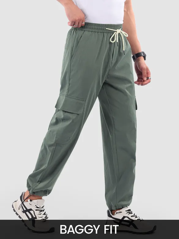Grey Parachute Cargo Pants