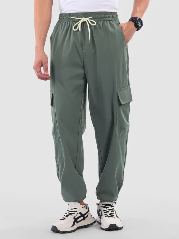 Grey Parachute Cargo Pants