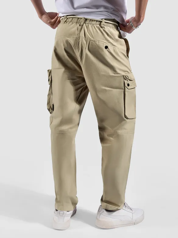 Beige Elasticated Drawcord Cargo Pants