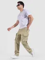 Beige Elasticated Drawcord Cargo Pants