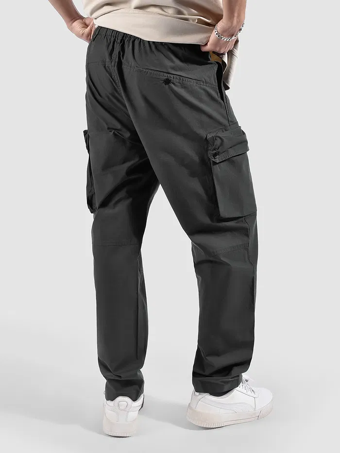 Dark Grey Elasticated Drawcord Cargo Pants
