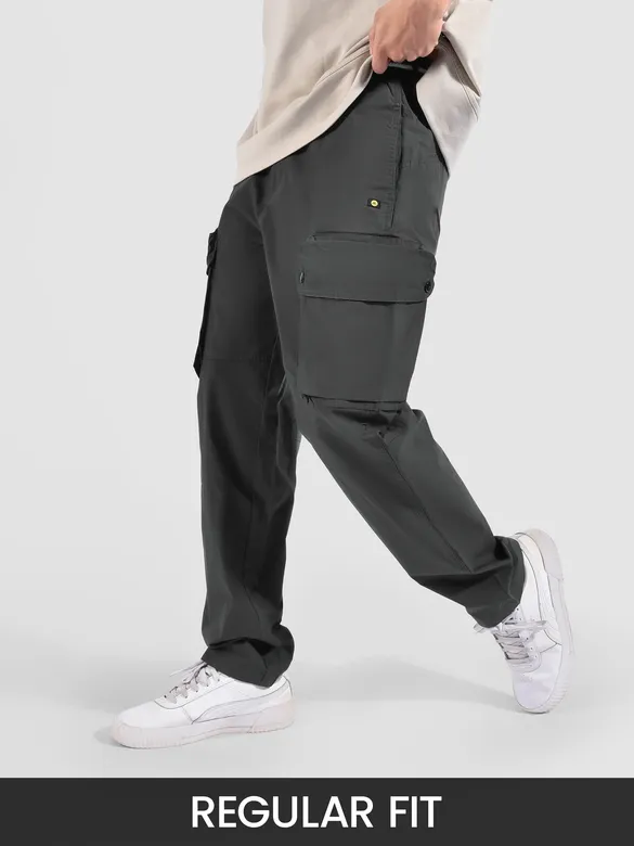 Dark Grey Elasticated Drawcord Cargo Pants