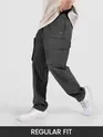 Dark Grey Elasticated Drawcord Cargo Pants